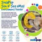 Yellow Sun n' Sea EMAT enrichment lick mat with suction cups for dogs, designed for interactive play and mental stimulation.