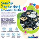 Black EMAT Zombie Design Enrichment Lick Mat by SodaPup/True Dogs, LLC, featuring a spooky zombie pattern for dogs.