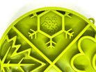 Four Seasons Design SodaPup/True Dogs LLC eTray enrichment shallow slow feeder dog bowl with green four seasons pattern.