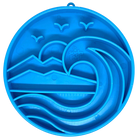 Blue Baja Design eTray Enrichment Shallow Slow Feeder Dog Bowl by SodaPup/True Dogs, LLC, designed for interactive feeding.