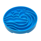 Blue Baja Design ETray enrichment shallow slow feeder dog bowl by SodaPup/True Dogs, LLC with raised edges and textured surface.