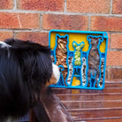 Blue Waiting Dogs Design eTray for dogs by SodaPup/True Dogs, LLC, featuring a playful dog pattern on an enrichment tray.