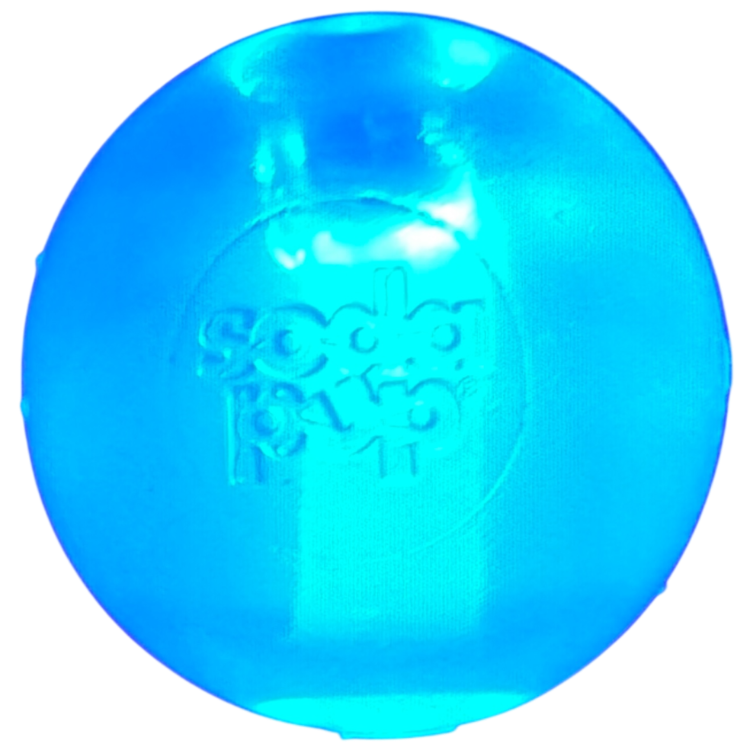 Rubber Strobe Ball by SodaPup/True Dogs, LLC, an ultra-durable dog toy for chewing, floating, and retrieving activities.