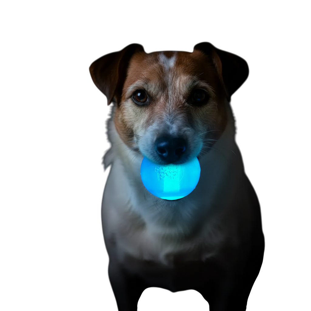 Ultra durable SodaPup Strobe Ball rubber dog toy, floating and perfect for chewing, retrieving, and active play.