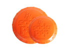 Orange Rubber Dog Frisbee from SodaPup, durable retrieving toy with bottle top design for active play and fetch.