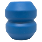 Blue SodaPup Double Trouble durable rubber dog chew toy and treat dispenser with textured surface for engaging play and mental stimulation.
