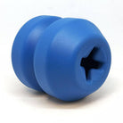 Blue Double Trouble durable rubber dog chew toy and treat dispenser from SodaPup/True Dogs, LLC, designed for interactive play.