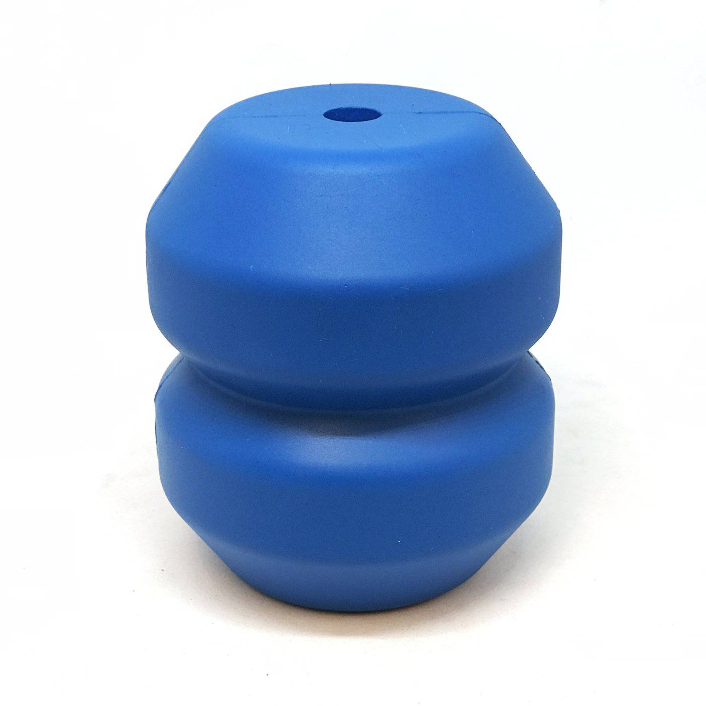 Blue Double Trouble durable rubber dog toy and treat dispenser by SodaPup, designed for engaging chew play and treats.