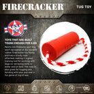 Large red USA-K9 Firecracker durable rubber floating training dummy for dogs, designed for fetch and training by SodaPup/True Dogs.