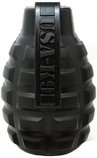 Red USA-K9 Grenade rubber dog toy from SodaPup/True Dogs, LLC, durable treat dispenser and chew toy for medium-sized dogs.