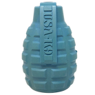 Red SodaPup USA-K9 Grenade rubber dog toy and treat dispenser, durable chew toy for medium-sized dogs featuring a grenade shape.